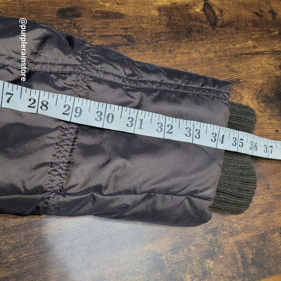 Vtg Y2K MIXIT Quilted Puffer Bomber Jacket Coat 1X Faux Fur Hood Brown Aviator - Picture 10 of 11